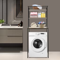 Velmio Wasmachine Kast - Was/Drogerkast - Wasmachine Rek - 3 Laags - Bruin/Zwart - Opbergrek Boven Wasmachine - 60×69×176,5 cm — thumbnail 3