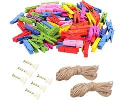 Mini Wasknijpers - Houten Knijpers - Handwerk Decoratie - Twee Maten - 200 Stuks - Meerkleurig