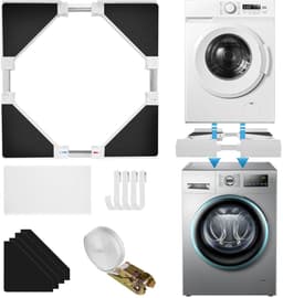 Solvix Wasmachine Verhoger – Tussenstuk Wasmachine Droger – Wasmachine Ombouw – Stapelkit Verstelbaar – Voor Wasmachine en Droger 21 tot 27 Inch – RVS en Kunststof — thumbnail 1