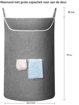 carmdering - Deur Hangende Wasmand - Extra Grote Wasopberger - 600D Oxford Stof Mand - Grote Opening Ontwerp - Onderste Rits Systeem - Waterdicht 600D Materiaal - Scheurvast En Duurzaam - Bespaart Ruimte En Houdt Kamer Netjes - 1 Stuk - Grijs — thumbnail 3