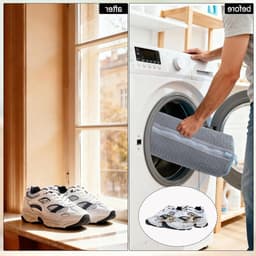 Duurzame Waszakken voor Schoenen - 2 Stuks Grijze Waszakken met Verborgen Rits, Geschikt voor Diverse Schoenformaten en 360° Reiniging — thumbnail 3