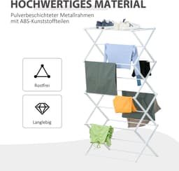HOMCOM Opvouwbaar wasrek 8-traps droogrek metaal kunststof wit 850-141 — thumbnail 5