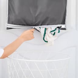 Hanging wasmanden voor de deur - 2 stuks waszakken, organizer voor slaapkamer en badkamer (donkergrijs) — thumbnail 3