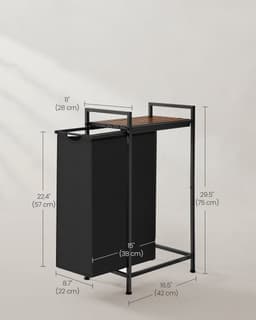 VASAGLE - Wasmand - Wasmand met Plank - Wassen Organizer - Oxford Stof - Metalen Frame — thumbnail 2