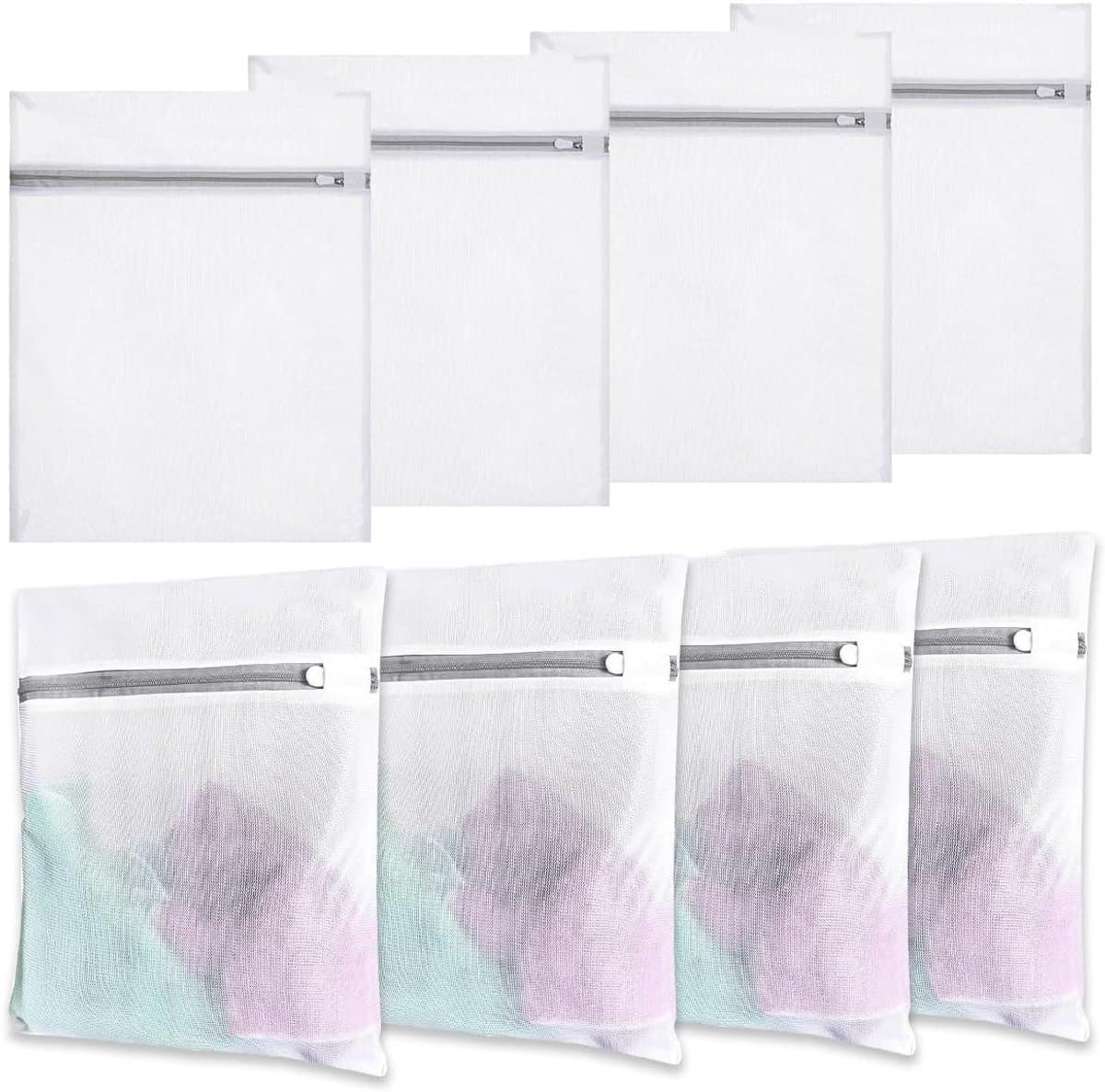 Set van 8 Wasnetten voor de Wasmachine 40x30cm, Kleine Waszakken met Verborgen Rits, Ideaal voor Fijne Was, T-Shirts, Ondergoed en Kousen — afbeelding 1