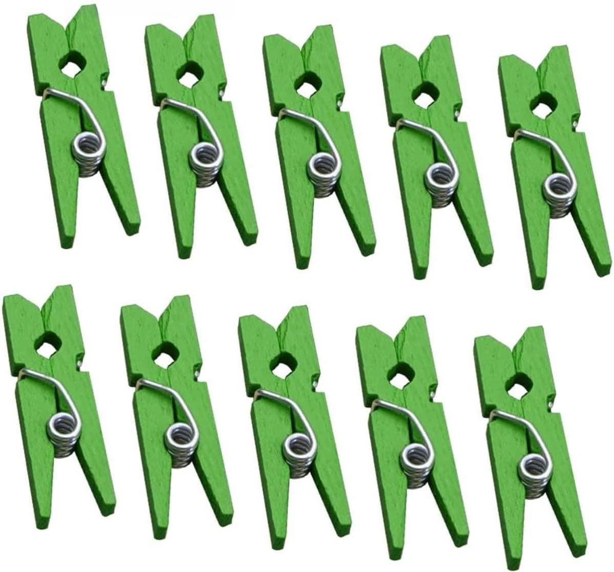 Houten Clips - Mini Knijpers - Foto Decoratie - Duurzaam Houtmateriaal - 300 Stuks - Groen — afbeelding 1