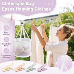 Wasknijpers met mand - Kledingklemmen - Kleding Drogen - Winddicht Ontwerp - 80 stuks - Multicolor — thumbnail 3