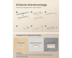 SONGMICS Wasrek wandmontage, wasdroger inklapbaar 6 stangen, wandwasdroger uittrekbaar, wanddroger, ruimtebesparend, boorsjabloon, voor binnen en buiten, 100 cm, mat wit LLR810WE01