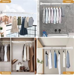 Webzon – Uitschuifbaar Wanddroogrek – Opvouwbaar Kledingrek voor Muur – 124 cm – 18 Haken – Ruimtebesparend Wasrek – Voor Balkon, Badkamer, Wasruimte en Slaapkamer – Wit — thumbnail 4