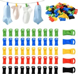 Kleurrijke Sokkenklemmen - Sokkenhouders Clips - Sokken Sorteren - Voor Wasmachine Droger - 50 Stuks - Multicolor — thumbnail 1