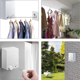 Intrekbare Waslijn - Uittrekbaar Wasrek - Kleding Drogen - Automatische Vergrendeling - 42 Meter - Wit — thumbnail 4