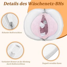 5 stuks wasnet, beha, wasnet voor wasmachine, waszakje voor ondergoed en sokken, beha-net voor wasmachine, halve cirkelvorm, 19 x 17 cm, beschermt gevoelige kleding — thumbnail 4