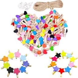 150 Stuks Mini Houten Haringen Hartvorm met Jute Touw en Geen Spoor Nagels voor Bruiloft en Feestdecoratie — thumbnail 1