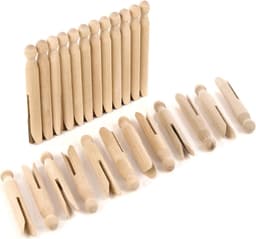 Houten Was Knijpers - Kleding Hangers - Kleding Drogen - Duurzaam Berkenhout - 24 Stuks - Wit — thumbnail 2