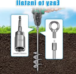 Zware Grondankers voor Trampoline, 47 cm Spiral Stake, 4 Stuks Metaal voor Camping, Tuin en Schommel met Bevestigingsring en Opbergtas — thumbnail 2