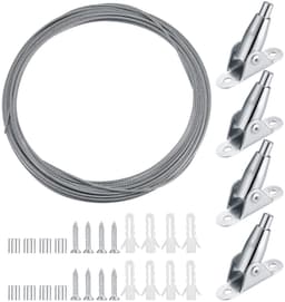 Dailygoods- Staalkabel 10 meter - Verstelbaar 2 mm - Spanslot - Montageklem - Beweegbare ijzeren klinknagels - Roestvrij staal - Kabelset — thumbnail 1