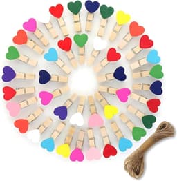 Houten Kledingknijpers - Fotoklemmen Hartjes - Decoratie Ophangen - Natuurlijk Hout - 100 Stuks - Multicolor — thumbnail 1