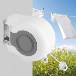 Dailygoods- Kledingdrooglijn 13m - Wandgemonteerd - Intrekbaar - Dubbele Lijn - Ruimtebesparend - Geschikt voor Binnen/Buiten - Waslijn — thumbnail 2