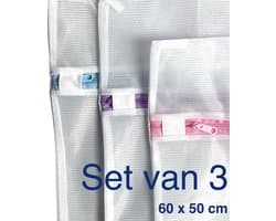 Waszak - Wasnetten groot met rits 3 stuks - microvezeldoek 1 stuk - Wit - Roze - Blauw - Paars - 60 x 50 cm - Incl. verzenden - Ritssluiting - Wasnetjes - Washing Bag - Waszakken - Wasnetje bh lingerie - Transparant - 100% polyester - Wassen