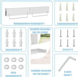 ZMR® Wanddroogrek - Wasrek - Droogrek - Wit - 40cm x 80cm x 10cm — thumbnail 3