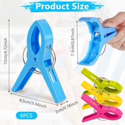 Grote wasknijpers - Handdoek klemmen - Strand en zwembad - Sterke roestvrij staal veer - 12 centimeter lengte - Verschillende kleuren — thumbnail 2