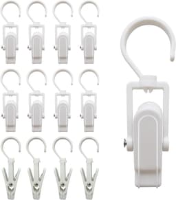 Wasknijpers met Haken - Washaken Haringen Clips - Kleding Ophangen - 360 Graden Roteerbaar - 10.5 cm Lengte - Wit — thumbnail 1