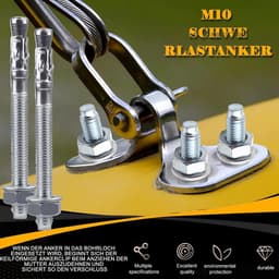 Boutenankers Set - Spieankers Schroeven - Zware Bevestiging Beton - Snelle Montage Tijdloos - M10x110mm 12 Stuks - Zilverkleurig — thumbnail 3