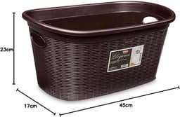 Wasmand - Kledingmand - Vuile Was - Kunststof Materiaal - 38x58x28 cm - Moka — thumbnail 3
