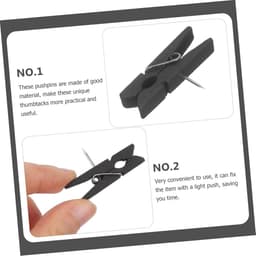 Houten Punaise Clips - Decoratieve Spelden - Foto's Bevestigen - Met Geïntegreerde Clip - 3.5x2cm - Zwart — thumbnail 2
