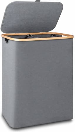 DnA® Wasmand 2 Vakken - Wasmand - Wassorteerder - Grijs - 40cm x 20cm x 60cm — thumbnail 1