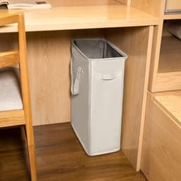 Smalle, opvouwbare wasmand met één compartiment van Oxford-stof - Wasmand - Opbergmand voor vuile was - Wasmand met handvat - 45 liter - Beige — thumbnail 2
