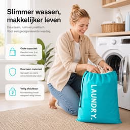 BOTC Waszakken - 60*90cm Waszak Groot - Set van 2 stuks - Waszak Wasmachine - Laundry bag - Blauw en Grijs — thumbnail 5