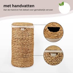 Rieten Wasmand met Deksel - 54x30x56 CM — thumbnail 4