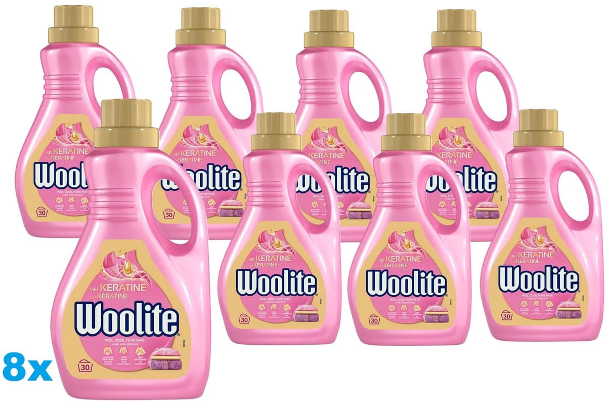 Woolite Wasmiddel Wol en Zijde met Keratine 30 wasbeurten 1,5 liter - Voordeelverpakking - 8 stuks — afbeelding 1