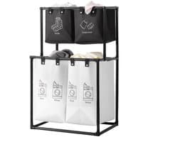 Wasmand 4 vakken-Wasmanden met 4 Afneembare Zakken -Duurzaam Materiaal- Inklapbaar Ontwerp- Dubbellaagse -Eenvoudige Installatie.