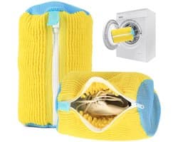 Schoenwaszak – Geel Blauw – 2 stuks – Afmeting 29×19×19 cm, 360° beschermend met rits, herbruikbaar – Geschikt voor wasmachine schoonmaak van schoenen — afbeelding 1