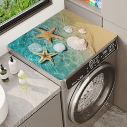 Wasmachine Beschermer - 50 x 50 cm - Wasmachine Droger Mat - Wasmachine Hoes - Afdekking Voor Wasmachine of Droger - Apparaten Beschermen - voor Wasmachine, Droger, Koelkast, Kleine Meubels - Zeester — thumbnail 3