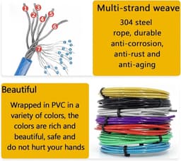 Stalen Kabel - Kabel Draad - Kleding Drogen - PVC Gecoat - 50 Meter - Zwart — thumbnail 4