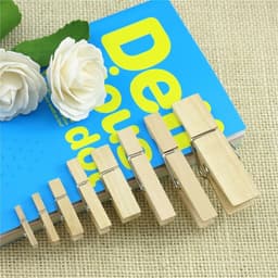 Houten wasknijpers - Mini clips - Foto's ophangen - Sterke grip - 200 stuks - Houtkleur — thumbnail 3