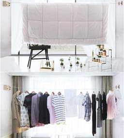 Waslijn Telescopisch - Droogrek Binnen - Kleding Drogen - Punchvrij Bevestigen - Verstelbare Lengte - Zilver — thumbnail 5