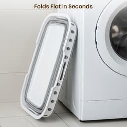 Opvouwbare Wasmand met Wielen en Poten – Grote Capaciteit Wasbox Inklapbaar met Rem & Handgrepen – Grijs — thumbnail 2