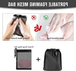 Set van Zeepzakjes met Zeepnet en Haak, Reiszeepzak voor Vaste Zeep en Shampoo, Waterdichte Waszak voor Hygiëne en Outdoor Gebruik — thumbnail 2