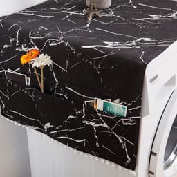 Wasmachine hoes - Apparaatdeksel - Apparaten beschermen - Met opbergvakken - 55 x 130 cm - Zwart marmer — thumbnail 4