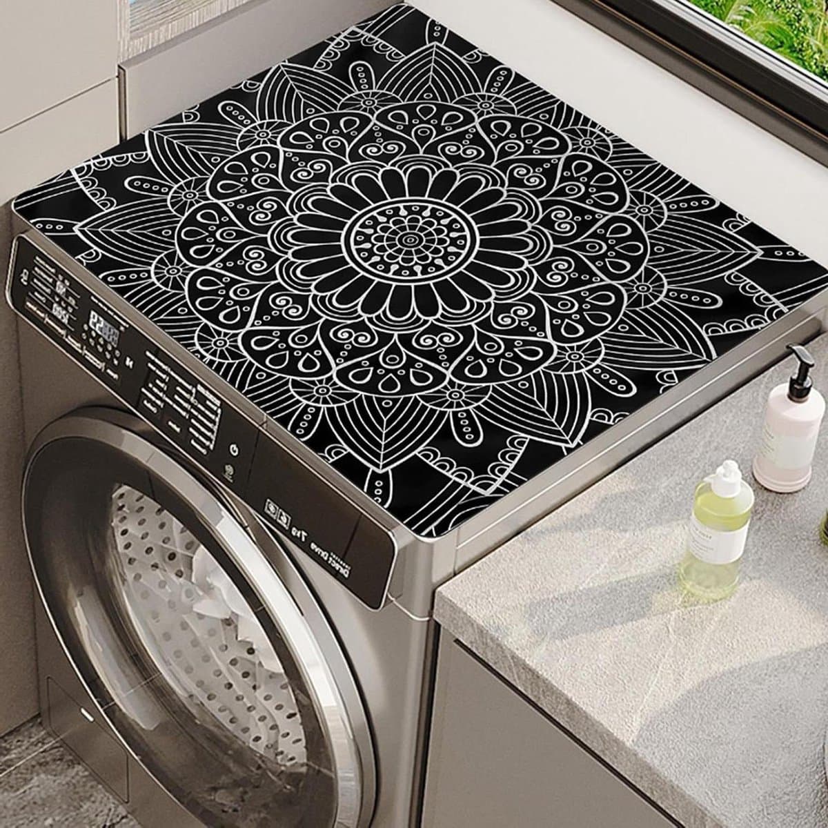 Wasmachine Mat - Droger Beschermer - Apparaten Beschermen - Sneldrogend Antislip - 60 x 60 cm - Zwart — afbeelding 1