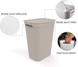 Florixa® Wasmand Curver - Wasmand -Heupwasmand - Antraciet - 43cm x 34cm x 53cm — thumbnail 3