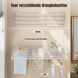 ZMR® Wanddroogrek - Wasrek - Droogrek - Wit - 81cm x 6cm x 8cm — thumbnail 2