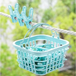 Wasknijpers met mand - Kleding clips - Kleding drogen - Winddicht ontwerp - 30 stuks - Blauw — thumbnail 3