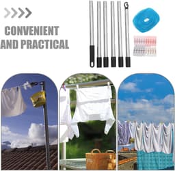 Drying Line - Clothesline Camping - Outdoor Drying - Heavy Duty Support - 10 Meter - Multicolor — thumbnail 4