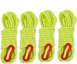Set van 4 stevige kampeertouwen - 4 mm reflecterende heliumtouwen voor buiten met spanregelaar, sterke nylon touwen, geschikt voor tenten, klimrekken, luifels, kamperen, wandelen en backpacken. — thumbnail 1