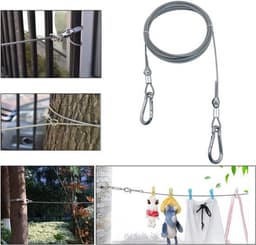 2 m draadkabel 3 mm met PVC-gecoate roestvrijstalen kabel, karabijnhaak M6, krimplus draadkabelklem en mini-schroefsleutel voor Lanyard, waslijn, tenttouwen (2 m) — thumbnail 5